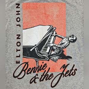 Gray Elton John Bennie And The Jets Graphic T-Shirt